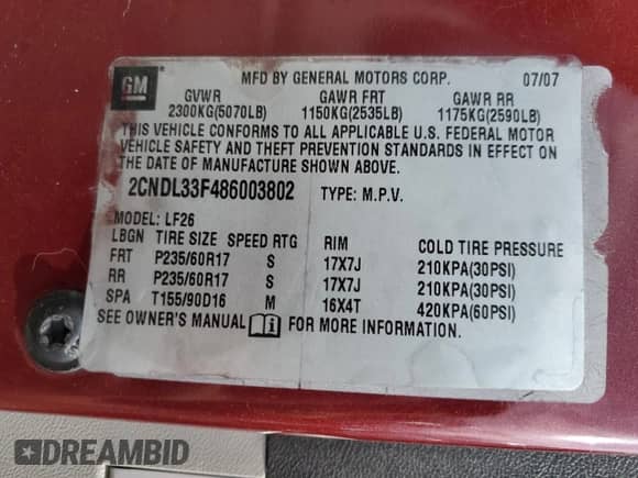 2008 Chevrolet Equinox LT с VIN 2CNDL33F486003802, выставлен на аукционе Copart как лот 44144714 с пробегом 229 038 миль миль и Списание • Salvage title. История ставок и продаж доступна на DreamBid. Изображение 12.