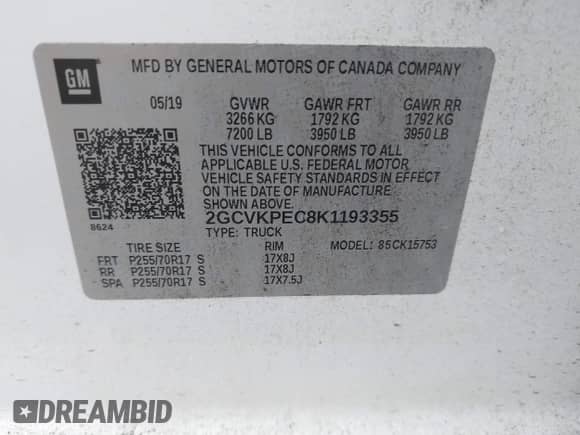 2019 Chevrolet Silverado 1500 LT z VIN 2GCVKPEC8K1193355, wystawiony jako IAAI lot #43286587 z przebiegiem 192 769 mil mil oraz . Historia ofert i sprzedaży dostępna na DreamBid. Obrazek 9.