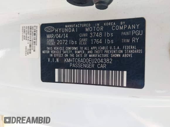 2014 Hyundai Veloster z VIN KMHTC6AD0EU204382, wystawiony jako IAAI lot #40287015 z przebiegiem 110 460 mil mil oraz . Historia ofert i sprzedaży dostępna na DreamBid. Obrazek 9.