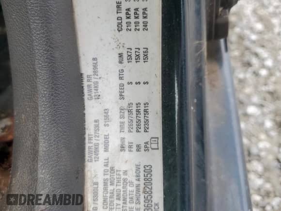 2005 Chevrolet Colorado 1SE LS Z71 with VIN 1GCDS136958208503, listed as a Copart auction lot 69577955 with 202,682 mi miles and Salvage title. Bid and sale history available at DreamBid. Image 12.