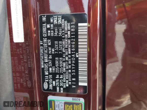 2017 Kia Sorento EX с VIN 5XYPHDA16HG211831, выставлен на аукционе Copart как лот 71622745 с пробегом 122 847 миль миль и Списание • Salvage title. История ставок и продаж доступна на DreamBid. Изображение 13.