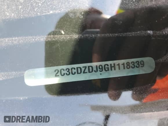 2016 Dodge Challenger SRT 392 with VIN 2C3CDZDJ9GH118339, listed as a Copart auction lot 68505895 with Not provided miles and Salvage title. Bid and sale history available at DreamBid. Image 12.