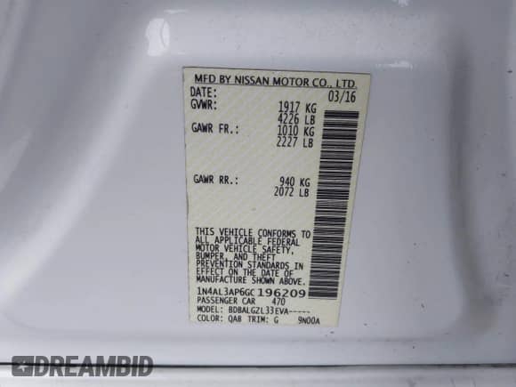 2016 Nissan Altima S с VIN 1N4AL3AP6GC196209, выставлен на аукционе IAAI как лот 43412864 с пробегом 83 351 миль миль и . История ставок и продаж доступна на DreamBid. Изображение 9.