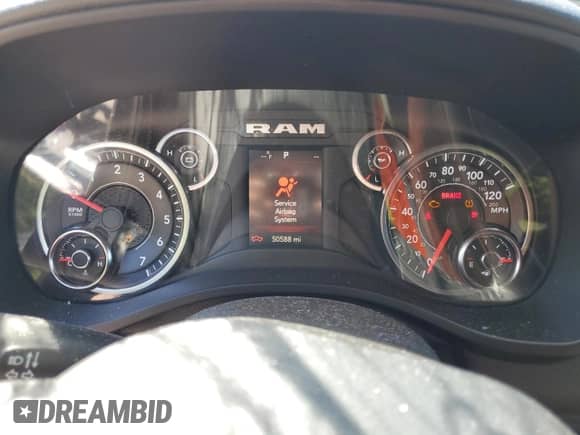 2021 Ram 1500 Big Horn with VIN 1C6RRFFG1MN614270, listed as a Copart auction lot 80033765 with 50,588 mi miles and Salvage title. Bid and sale history available at DreamBid. Image 9.