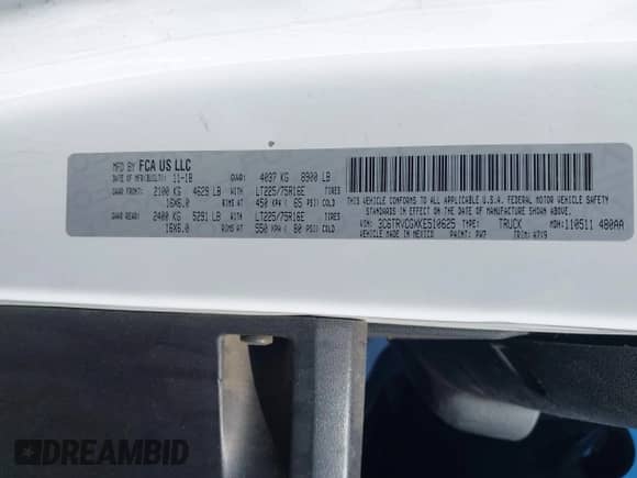 2019 Ram ProMaster Cargo с VIN 3C6TRVCGXKE510625, выставлен на аукционе IAAI как лот 42542864 с пробегом Не указан миль и . История ставок и продаж доступна на DreamBid. Изображение 9.