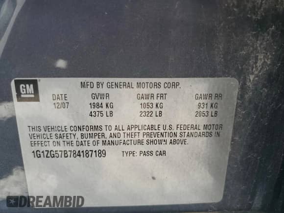 2008 Chevrolet Malibu 1LS с VIN 1G1ZG57B784187189, выставлен на аукционе Copart как лот 71061015 с пробегом 99 547 миль миль и Списание • Salvage title. История ставок и продаж доступна на DreamBid. Изображение 12.