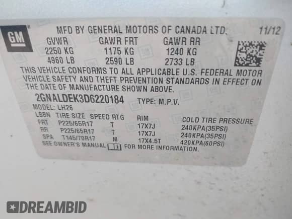 2013 Chevrolet Equinox LT с VIN 2GNALDEK3D6220184, выставлен на аукционе IAAI как лот 43447921 с пробегом 194 150 миль миль и . История ставок и продаж доступна на DreamBid. Изображение 9.