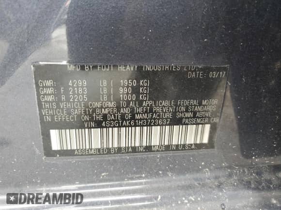 2017 Subaru Impreza Special Sports with VIN 4S3GTAK61H3723637, listed as a Copart auction lot 70469755 with 119,362 mi miles and Salvage title. Bid and sale history available at DreamBid. Image 12.