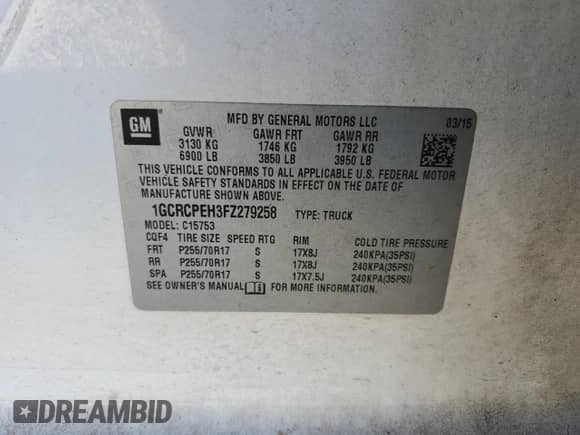 2015 Chevrolet Silverado 1500 Work Truck с VIN 1GCRCPEH3FZ279258, выставлен на аукционе Copart как лот 88644605 с пробегом 111 688 миль миль и Списание • Salvage title. История ставок и продаж доступна на DreamBid. Изображение 14.