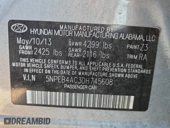 2013 Hyundai Sonata GLS z VIN 5NPEB4AC3DH745608, wystawiony jako Copart lot #82635305 z przebiegiem 147 036 mil mil oraz Czysty tytuł • Clean title. Historia ofert i sprzedaży dostępna na DreamBid. Obrazek 12.