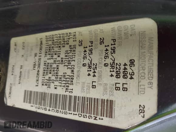 1994 Nissan Frontier with VIN 1N6SD11S2RC402971, listed as a IAAI auction lot 42388139 with 122,571 mi miles and . Bid and sale history available at DreamBid. Image 9.