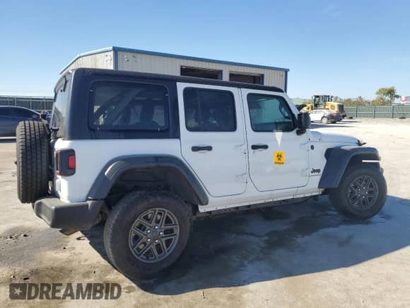 2024 Jeep Wrangler Sport S with VIN 1C4PJXDN7RW243762, listed as a Copart auction lot 77188874 with 18,935 mi miles and Salvage title. Bid and sale history available at DreamBid. Image 3.