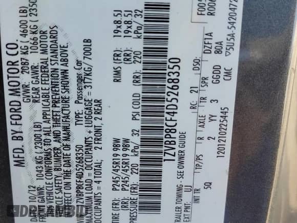 2013 Ford Mustang GT Premium z VIN 1ZVBP8CF4D5268350, wystawiony jako Copart lot #83868615 z przebiegiem 108 706 mil mil oraz Szkoda całkowita • Salvage title. Historia ofert i sprzedaży dostępna na DreamBid. Obrazek 12.
