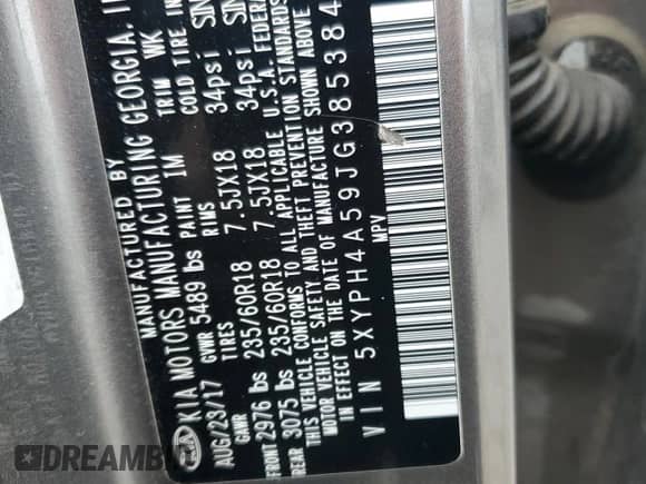 2018 Kia Sorento EX with VIN 5XYPH4A59JG385384, listed as a Copart auction lot 66853495 with 197,261 mi miles and Salvage title. Bid and sale history available at DreamBid. Image 12.