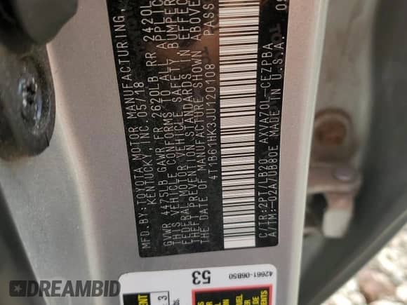 2018 Toyota Camry XSE с VIN 4T1B61HK3JU120108, выставлен на аукционе Copart как лот 83842345 с пробегом 136 523 миль миль и Списание • Salvage title. История ставок и продаж доступна на DreamBid. Изображение 13.