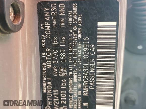 2020 Hyundai Venue Denim с VIN KMHRC8A39LU029916, выставлен на аукционе Copart как лот 43807075 с пробегом 97 004 миль миль и Списание • Salvage title. История ставок и продаж доступна на DreamBid. Изображение 12.