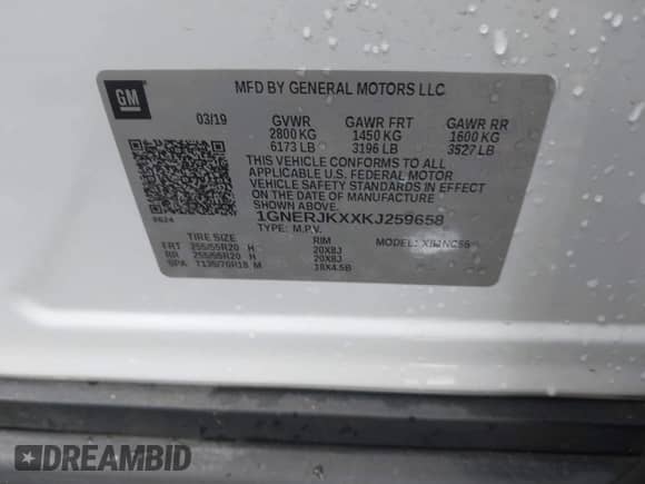 2019 Chevrolet Traverse RS с VIN 1GNERJKXXKJ259658, выставлен на аукционе IAAI как лот 42099758 с пробегом 124 595 миль миль и . История ставок и продаж доступна на DreamBid. Изображение 9.