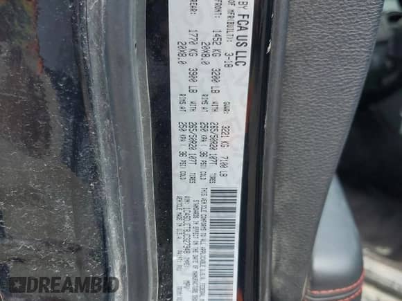 2018 Dodge Durango R/T with VIN 1C4SDJCT8JC327948, listed as a Copart auction lot 65422195 with 104,555 mi miles and Salvage title. Bid and sale history available at DreamBid. Image 13.