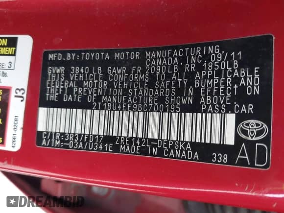 2011 Toyota Corolla S с VIN 2T1BU4EE9BC700195, выставлен на аукционе IAAI как лот 43244780 с пробегом 152 945 миль миль и . История ставок и продаж доступна на DreamBid. Изображение 9.