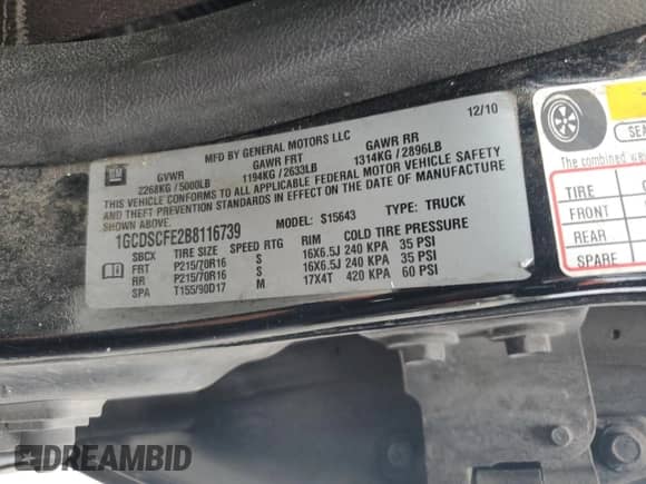 2011 Chevrolet Colorado 1LT with VIN 1GCDSCFE2B8116739, listed as a Copart auction lot 83479174 with 145,034 mi miles and Clean title. Bid and sale history available at DreamBid. Image 12.