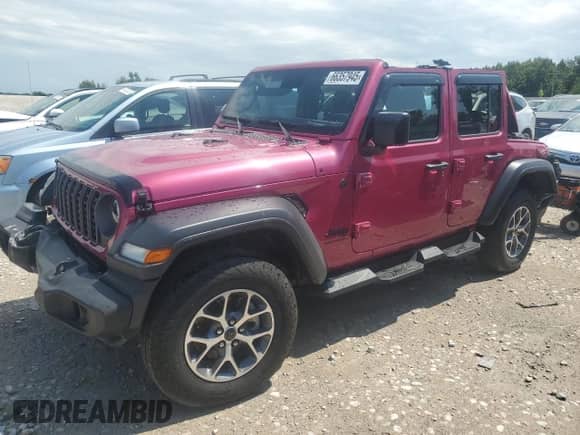 2024 Jeep Wrangler Sport S с VIN 1C4PJXDG4RW338863, выставлен на аукционе Copart как лот 66357945 с пробегом 2 946 миль миль и Списание • Salvage title. История ставок и продаж доступна на DreamBid. Изображение 1.