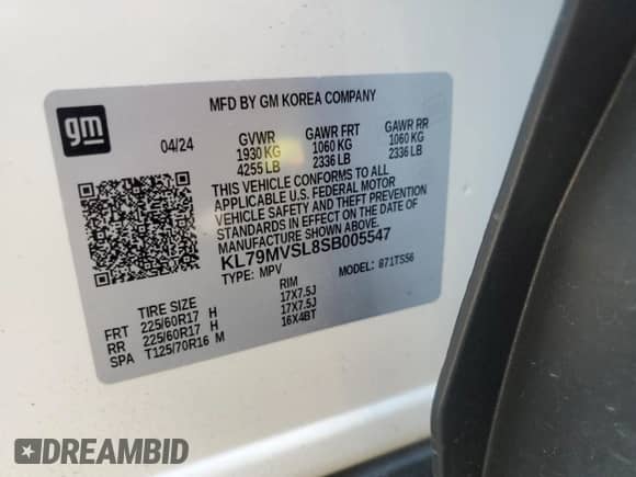 2025 Chevrolet TrailBlazer ACTIV с VIN KL79MVSL8SB005547, выставлен на аукционе Copart как лот 66712895 с пробегом 12 656 миль миль и Списание • Salvage title. История ставок и продаж доступна на DreamBid. Изображение 13.