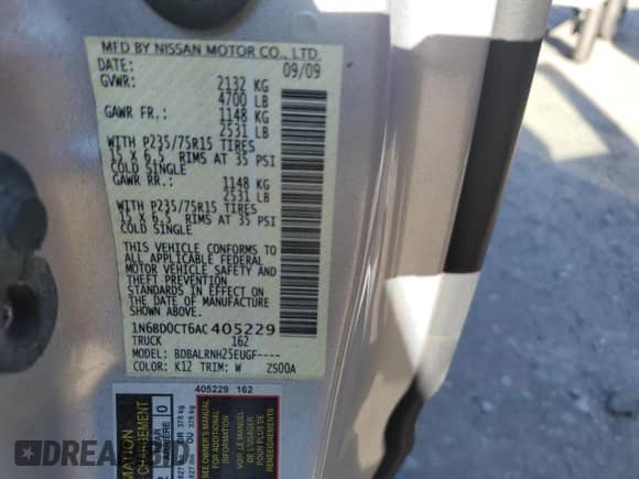 2010 Nissan Frontier SE with VIN 1N6BD0CT6AC405229, listed as a Copart auction lot 88023325 with 126,624 mi miles and Clean title. Bid and sale history available at DreamBid. Image 12.