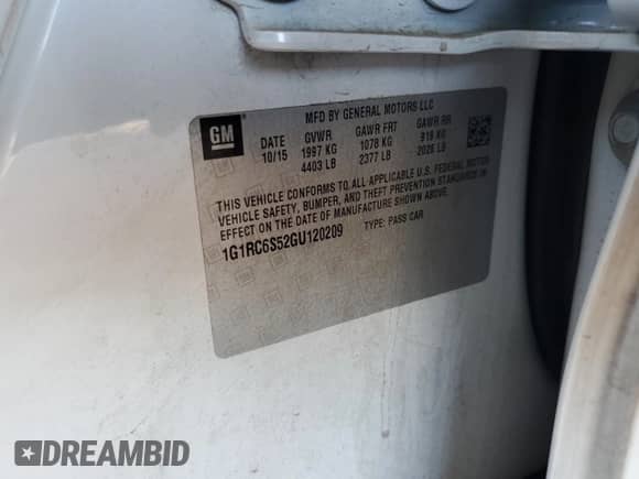 2016 Chevrolet Volt LT с VIN 1G1RC6S52GU120209, выставлен на аукционе Copart как лот 61507925 с пробегом 115 578 миль миль и Списание • Salvage title. История ставок и продаж доступна на DreamBid. Изображение 14.