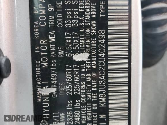 2012 Hyundai Tucson GLS с VIN KM8JU3AC2CU402498, выставлен на аукционе Copart как лот 82290245 с пробегом 112 103 миль миль и Чистый • Clean title. История ставок и продаж доступна на DreamBid. Изображение 13.