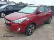 2014 Hyundai Tucson SE with VIN KM8JU3AG5EU889573, listed as a IAAI auction lot 40787698 with 57,213 mi miles and . Bid and sale history available at DreamBid. Image 2.