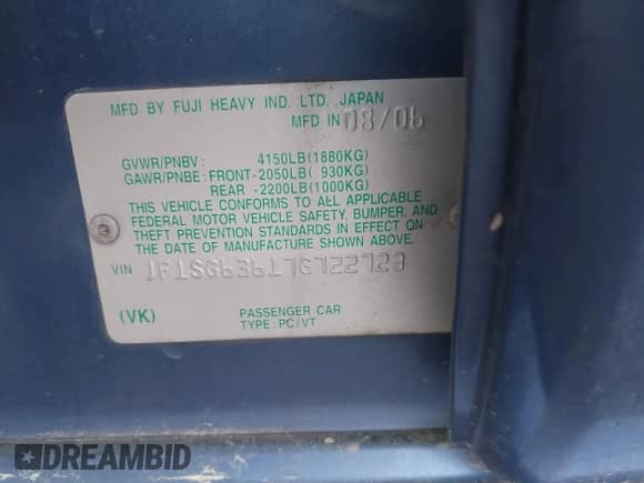 2007 Subaru Forester X с VIN JF1SG63617G722723, выставлен на аукционе IAAI как лот 42086601 с пробегом 204 766 миль миль и . История ставок и продаж доступна на DreamBid. Изображение 9.