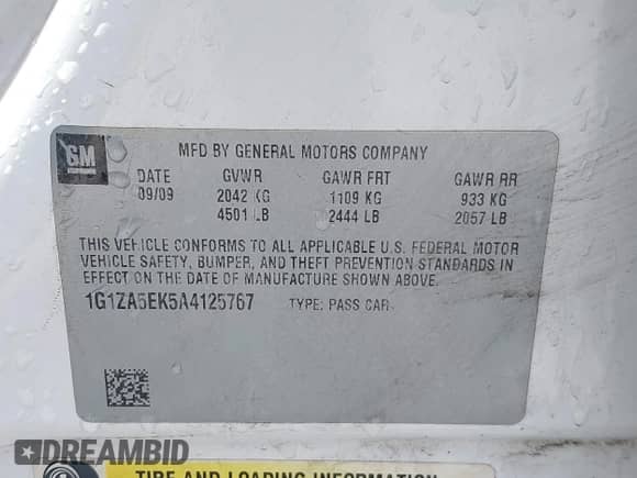 2010 Chevrolet Malibu с VIN 1G1ZA5EK5A4125767, выставлен на аукционе IAAI как лот 43285368 с пробегом 188 334 миль миль и . История ставок и продаж доступна на DreamBid. Изображение 9.