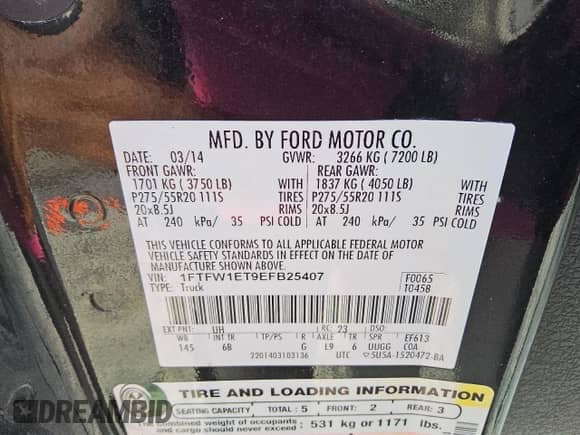 2014 Ford F-150 FX4 with VIN 1FTFW1ET9EFB25407, listed as a Copart auction lot 81390025 with 106,576 mi miles and Clean title. Bid and sale history available at DreamBid. Image 12.