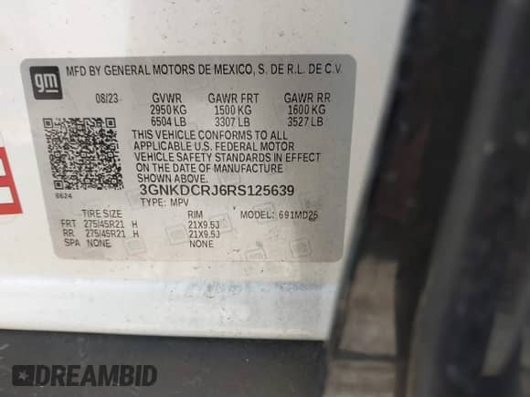 2024 Chevrolet Blazer EV eAWD RS с VIN 3GNKDCRJ6RS125639, выставлен на аукционе IAAI как лот 42895399 с пробегом 9 367 миль миль и . История ставок и продаж доступна на DreamBid. Изображение 9.