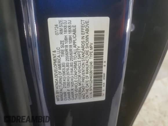 2025 Honda Pilot EX-L с VIN 5FNYG2H46SB010246, выставлен на аукционе Copart как лот 69548615 с пробегом 12 146 миль миль и Списание • Salvage title. История ставок и продаж доступна на DreamBid. Изображение 13.