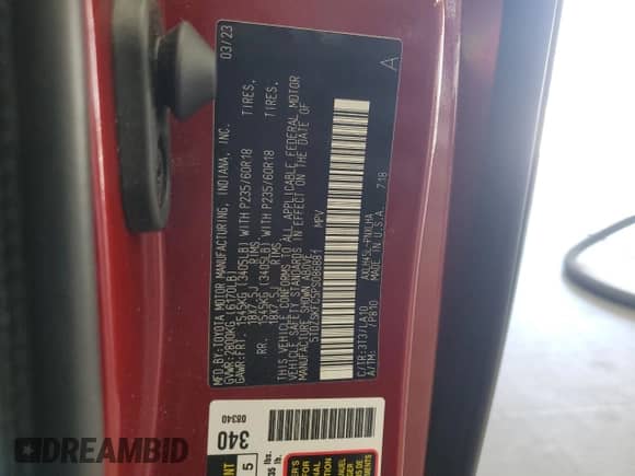 2023 Toyota Sienna Limited с VIN 5TDZSKFC5PS086881, выставлен на аукционе Copart как лот 67264875 с пробегом 41 045 миль миль и Списание • Salvage title. История ставок и продаж доступна на DreamBid. Изображение 13.