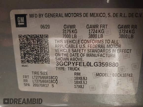 2020 Chevrolet Silverado 1500 LT Trail Boss с VIN 3GCPYFEL0LG359880, выставлен на аукционе IAAI как лот 41388461 с пробегом 63 606 миль миль и . История ставок и продаж доступна на DreamBid. Изображение 9.