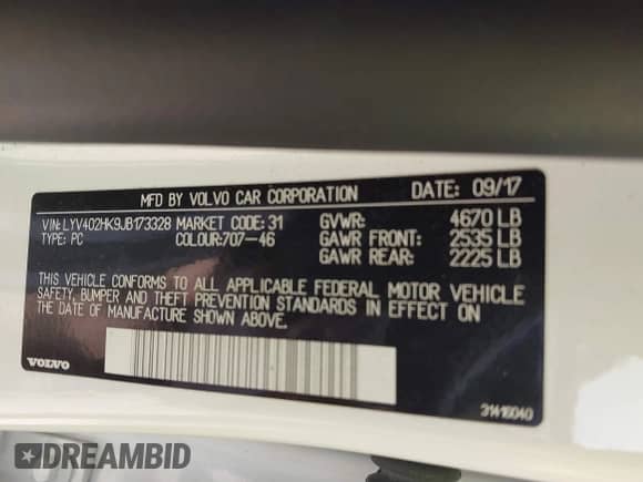 2018 Volvo S60 Inscription с VIN LYV402HK9JB173328, выставлен на аукционе IAAI как лот 41818895 с пробегом 60 215 миль миль и . История ставок и продаж доступна на DreamBid. Изображение 9.