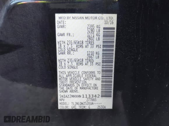 2017 Nissan Murano S с VIN 5N1AZ2MHXHN113342, выставлен на аукционе IAAI как лот 43388223 с пробегом 115 061 миль миль и . История ставок и продаж доступна на DreamBid. Изображение 9.