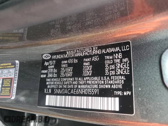 2022 Hyundai Tucson SE with VIN 5NMJACAE6NH015591, listed as a Copart auction lot 86500875 with 31,114 mi miles and Salvage title. Bid and sale history available at DreamBid. Image 14.