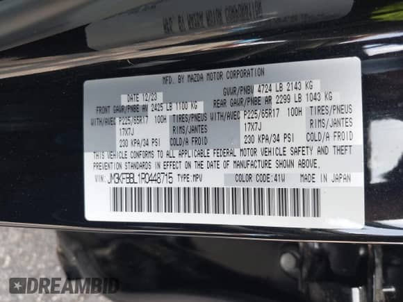 2024 Mazda CX-5 S Select z VIN JM3KFBBL1R0448715, wystawiony jako IAAI lot #42684805 z przebiegiem 6 391 mil mil oraz . Historia ofert i sprzedaży dostępna na DreamBid. Obrazek 9.