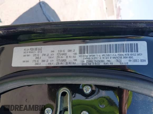 2017 Ram 1500 Big Horn z VIN 3C6RR6LT2HG563801, wystawiony jako IAAI lot #43236110 z przebiegiem 140 093 mil mil oraz . Historia ofert i sprzedaży dostępna na DreamBid. Obrazek 9.