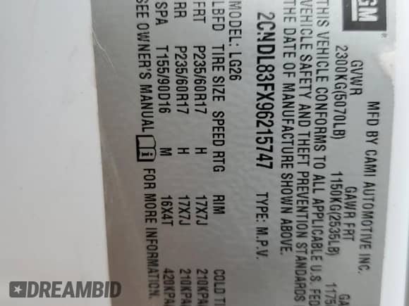 2009 Chevrolet Equinox LTZ z VIN 2CNDL83FX96215747, wystawiony jako Copart lot #59834764 z przebiegiem 173 064 mil mil oraz Szkoda całkowita • Salvage title. Historia ofert i sprzedaży dostępna na DreamBid. Obrazek 15.