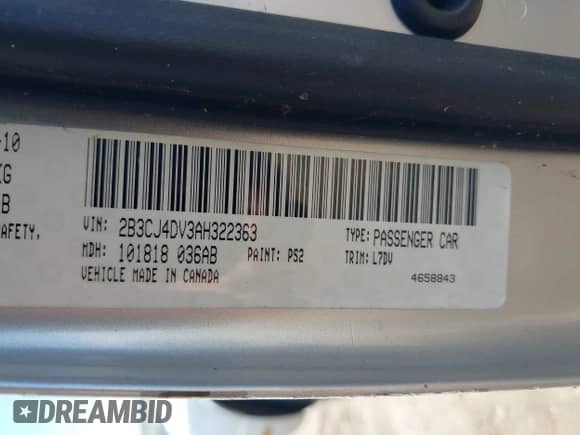 2010 Dodge Challenger SE с VIN 2B3CJ4DV3AH322363, выставлен на аукционе IAAI как лот 43552560 с пробегом 168 371 миль миль и . История ставок и продаж доступна на DreamBid. Изображение 9.