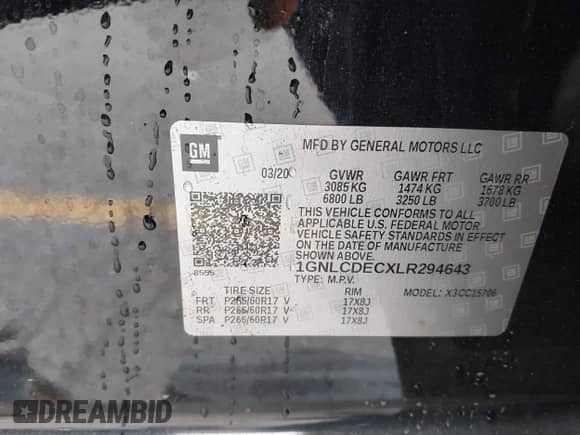 2020 Chevrolet Tahoe Commercial z VIN 1GNLCDECXLR294643, wystawiony jako IAAI lot #42643177 z przebiegiem Nie podano mil oraz . Historia ofert i sprzedaży dostępna na DreamBid. Obrazek 9.
