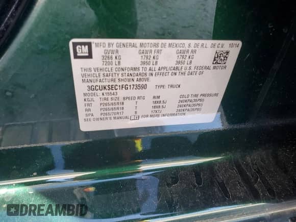 2015 Chevrolet Silverado 1500 LTZ z VIN 3GCUKSEC1FG173590, wystawiony jako Copart lot #79028274 z przebiegiem 197 431 mil mil oraz Szkoda całkowita • Salvage title. Historia ofert i sprzedaży dostępna na DreamBid. Obrazek 15.