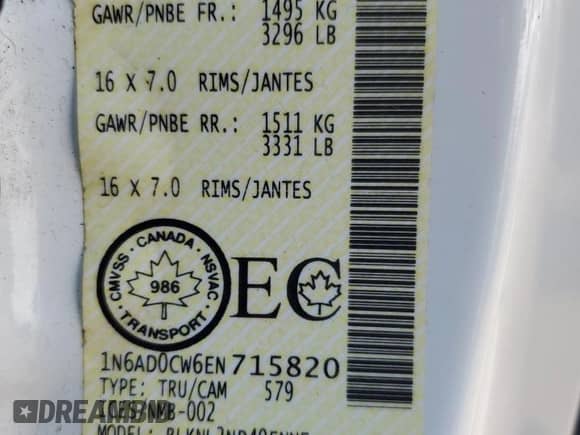 2014 Nissan Frontier SV with VIN 1N6AD0CW6EN715820, listed as a Copart auction lot 67911325 with 234,807 mi miles and Clean title. Bid and sale history available at DreamBid. Image 12.