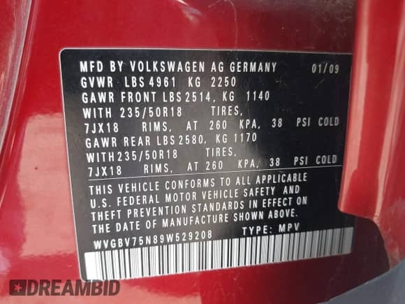 2009 Volkswagen Tiguan SE с VIN WVGBV75N89W529208, выставлен на аукционе IAAI как лот 43198003 с пробегом 122 251 миль миль и . История ставок и продаж доступна на DreamBid. Изображение 9.