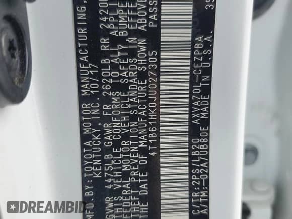 2018 Toyota Camry XSE с VIN 4T1B61HK0JU027305, выставлен на аукционе Copart как лот 69680395 с пробегом 73 371 миль миль и Списание • Salvage title. История ставок и продаж доступна на DreamBid. Изображение 12.