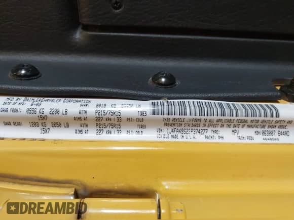 2003 Jeep Wrangler Sport with VIN 1J4FA49S23P374277, listed as a IAAI auction lot 43034946 with 141,376 mi miles and . Bid and sale history available at DreamBid. Image 9.